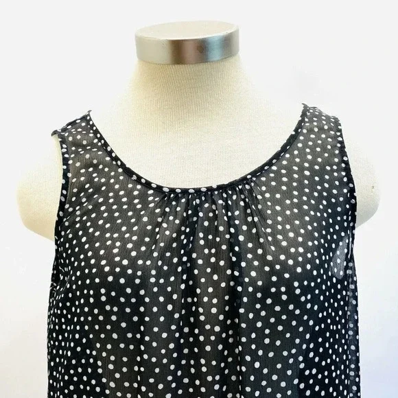 CASLON Women Sleeveless Pullover Polka-Dots Sheer Casual Shirt Top Size Medium - Picture 2 of 12